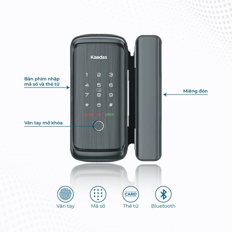 Khóa vân tay cửa kính Kaadas R8-5GL